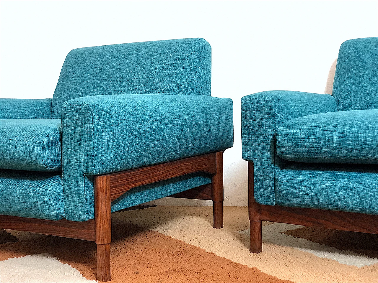 Pair of Kiushu armchairs by Fratelli Saporiti, 1960s 6