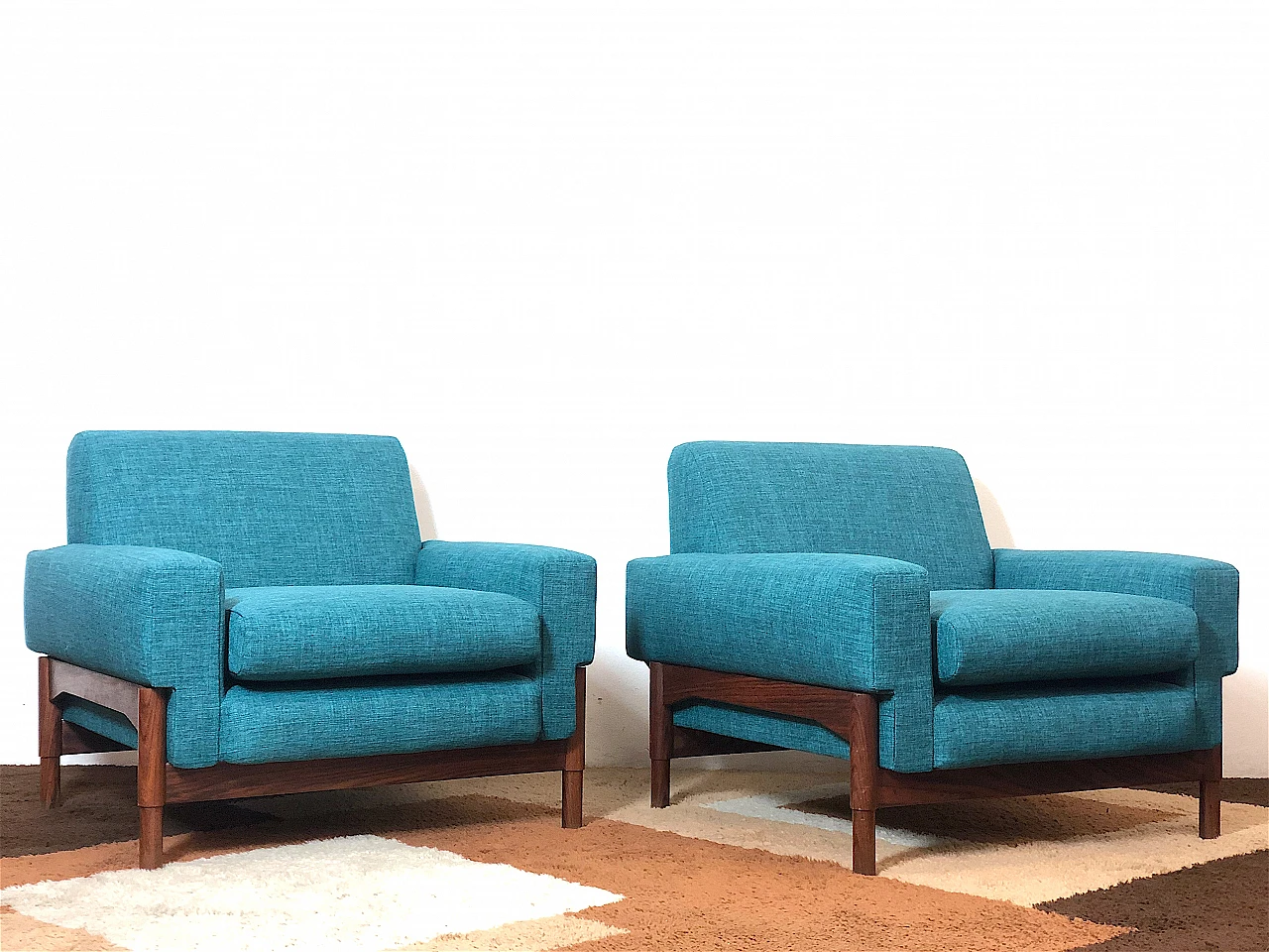 Pair of Kiushu armchairs by Fratelli Saporiti, 1960s 7