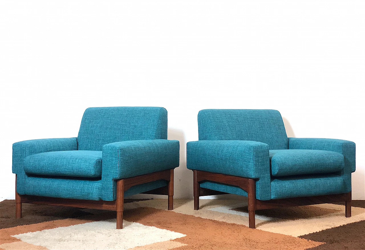 Pair of Kiushu armchairs by Fratelli Saporiti, 1960s 8