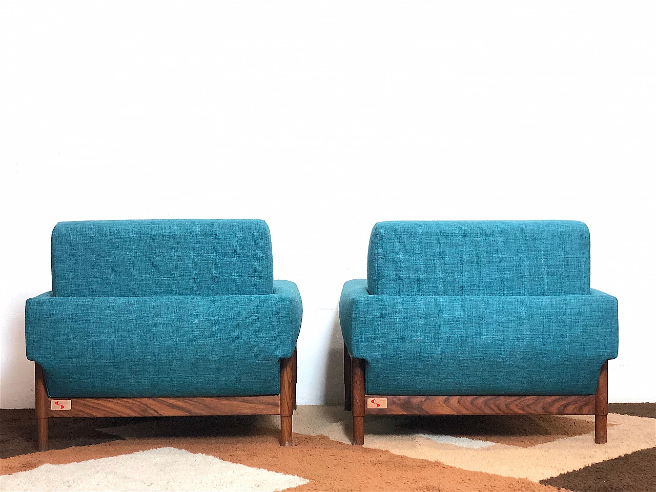 Pair of Kiushu armchairs by Fratelli Saporiti, 1960s 13