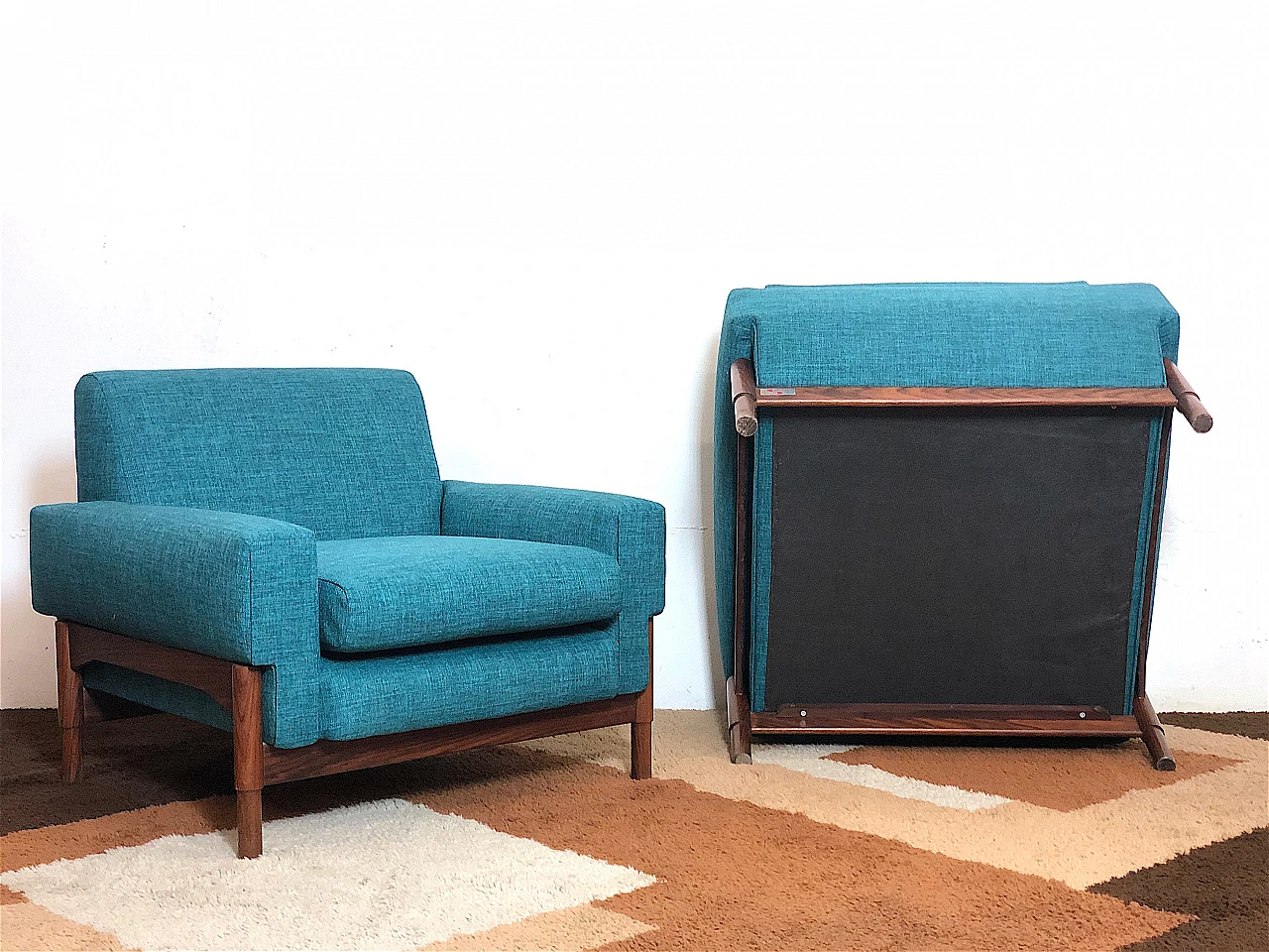 Pair of Kiushu armchairs by Fratelli Saporiti, 1960s 14