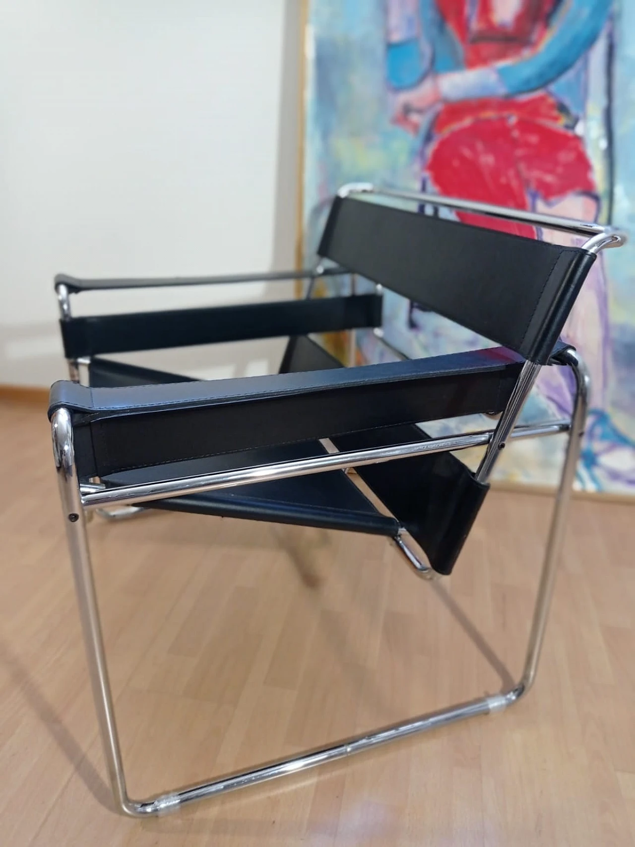 Poltrona Wassily B3 in pelle nera di Knoll International 6