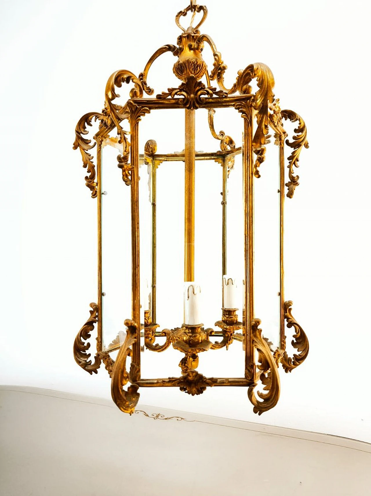 Bronze lantern with transparent glass, early 20th century 1