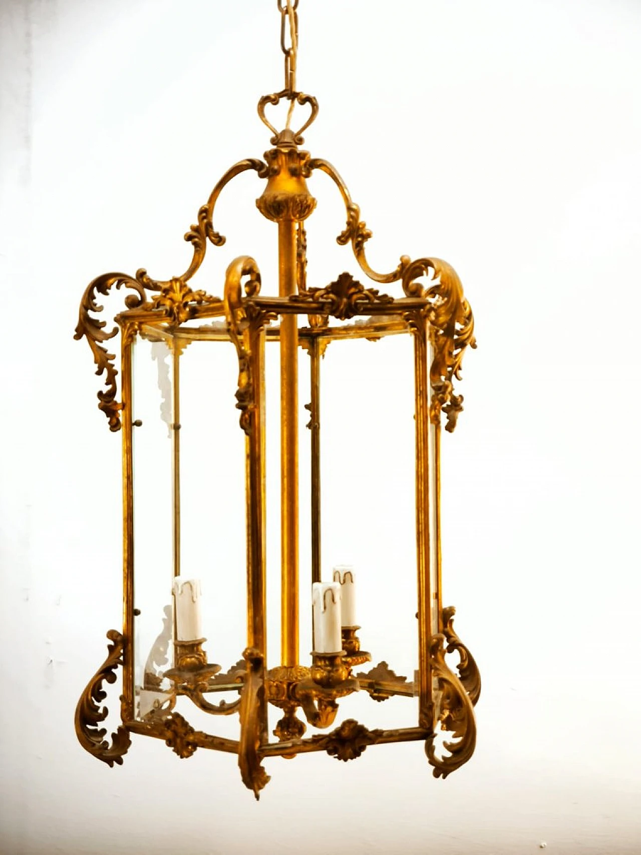 Bronze lantern with transparent glass, early 20th century 5