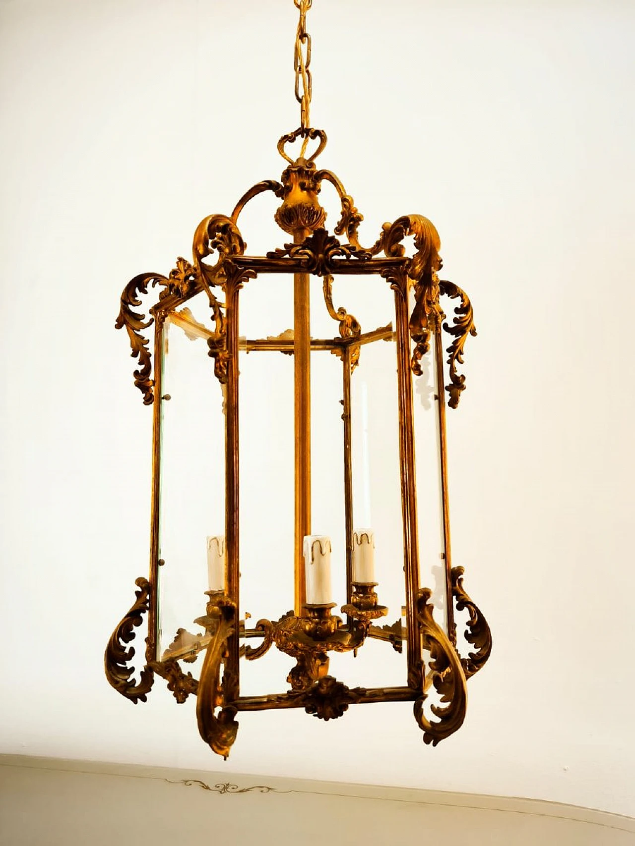 Bronze lantern with transparent glass, early 20th century 13