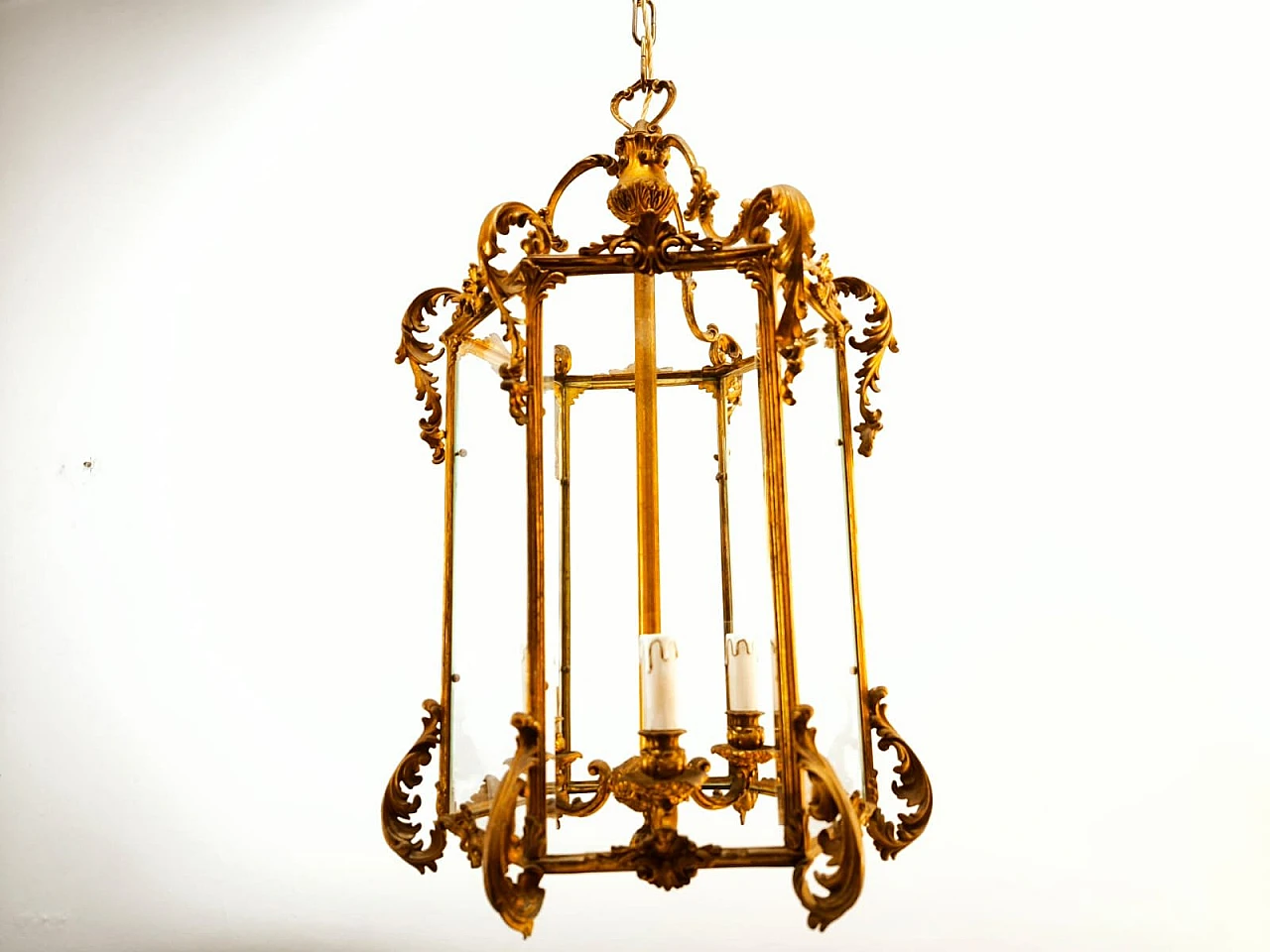 Bronze lantern with transparent glass, early 20th century 16