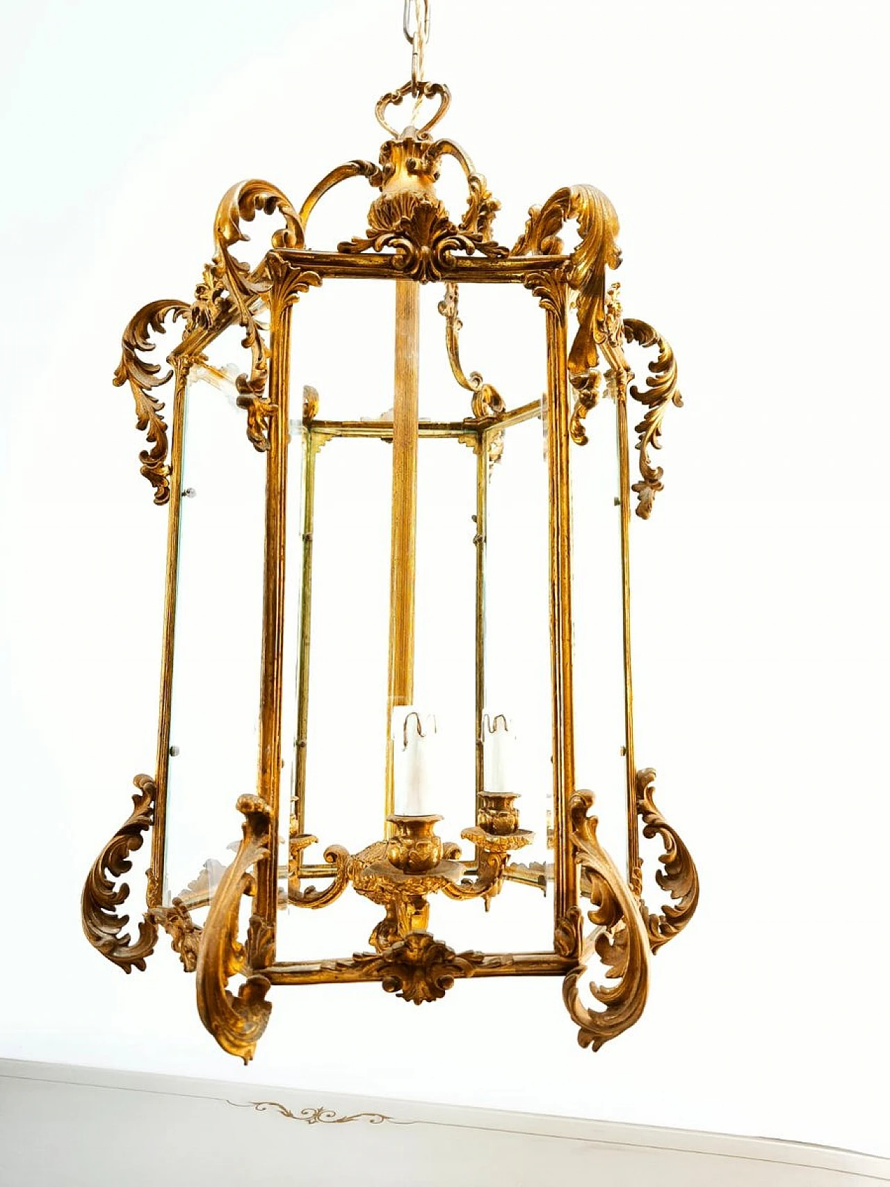 Bronze lantern with transparent glass, early 20th century 17