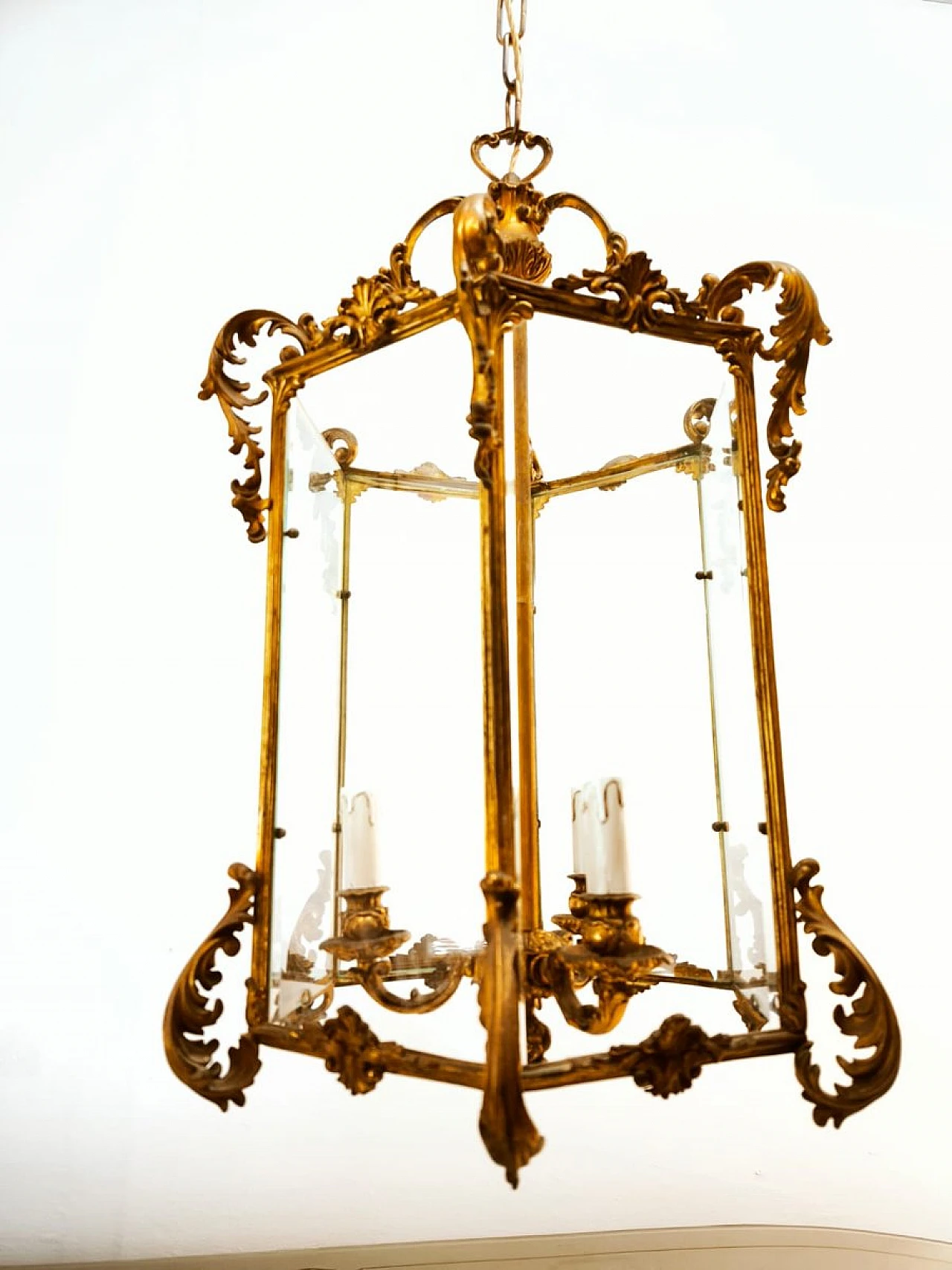 Bronze lantern with transparent glass, early 20th century 20