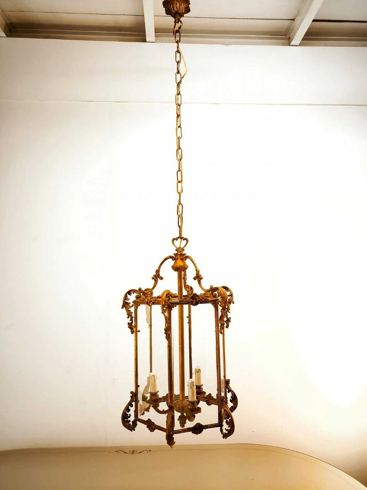 Bronze lantern with transparent glass, early 20th century 22