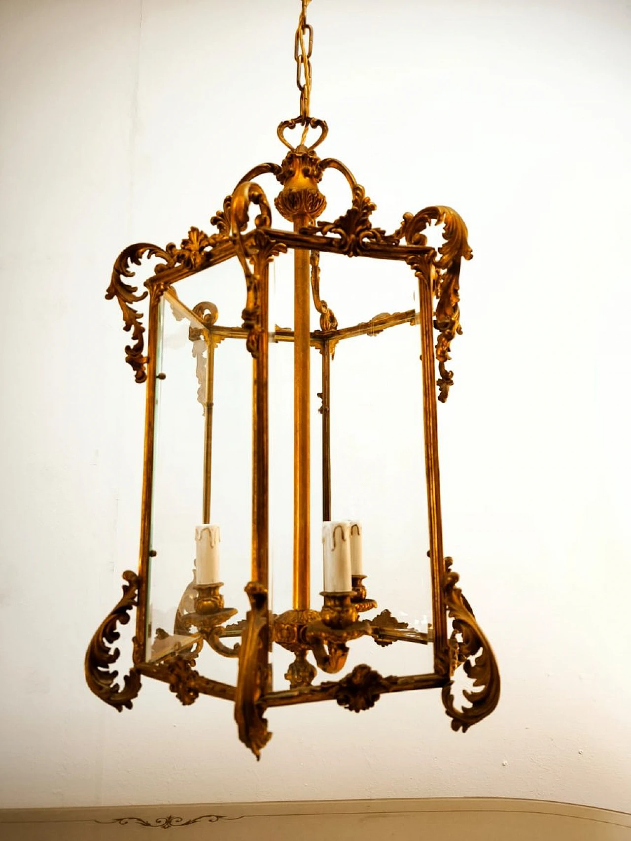 Bronze lantern with transparent glass, early 20th century 23