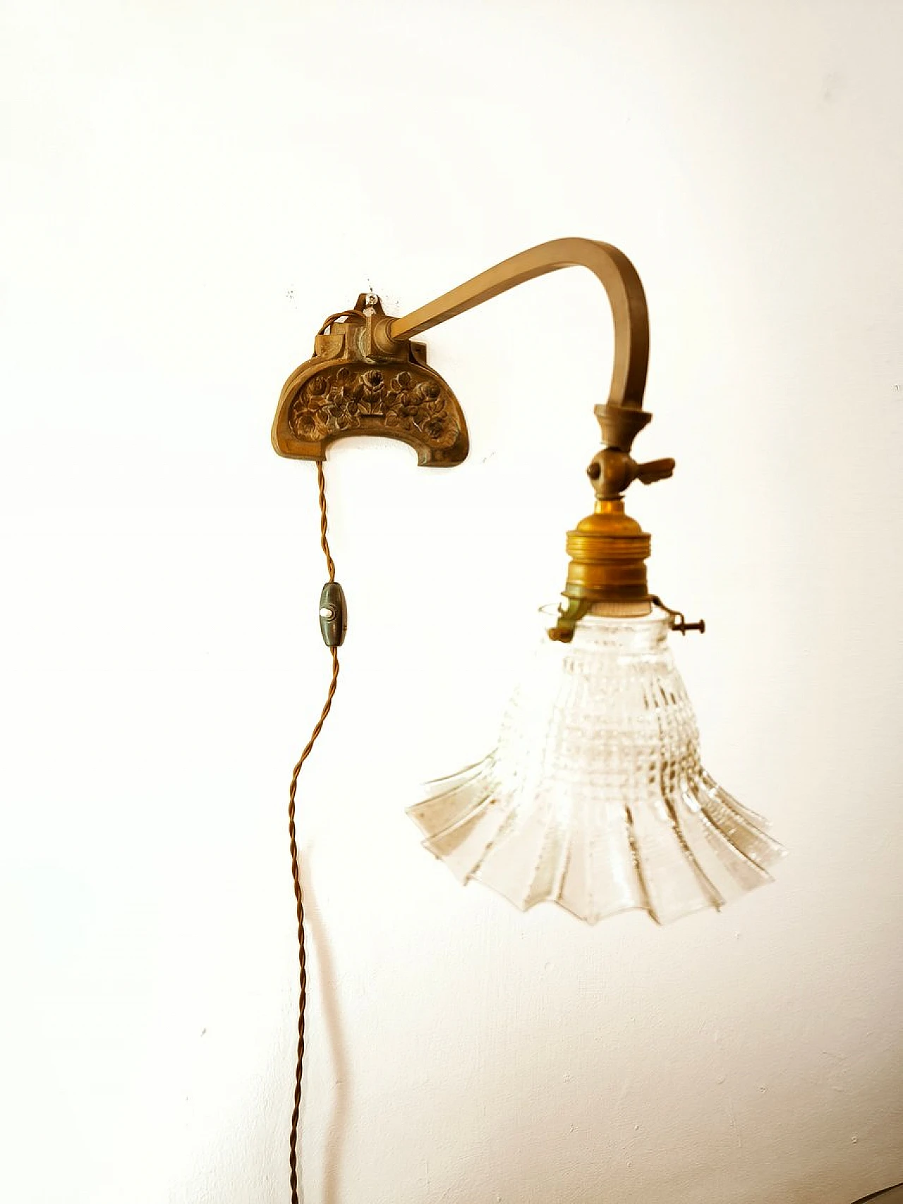 Brown brass wall lamp, 1950s 3