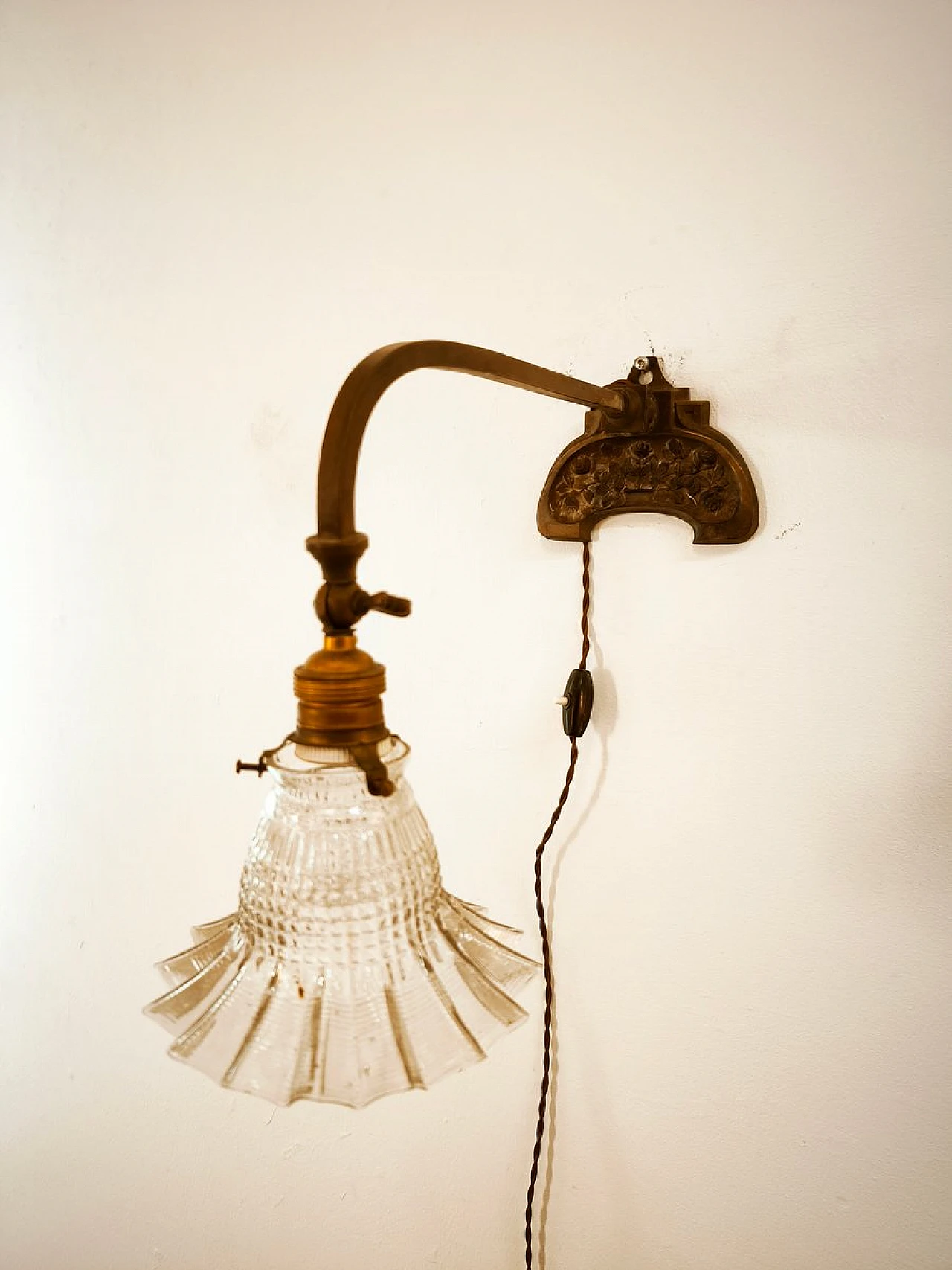 Brown brass wall lamp, 1950s 7