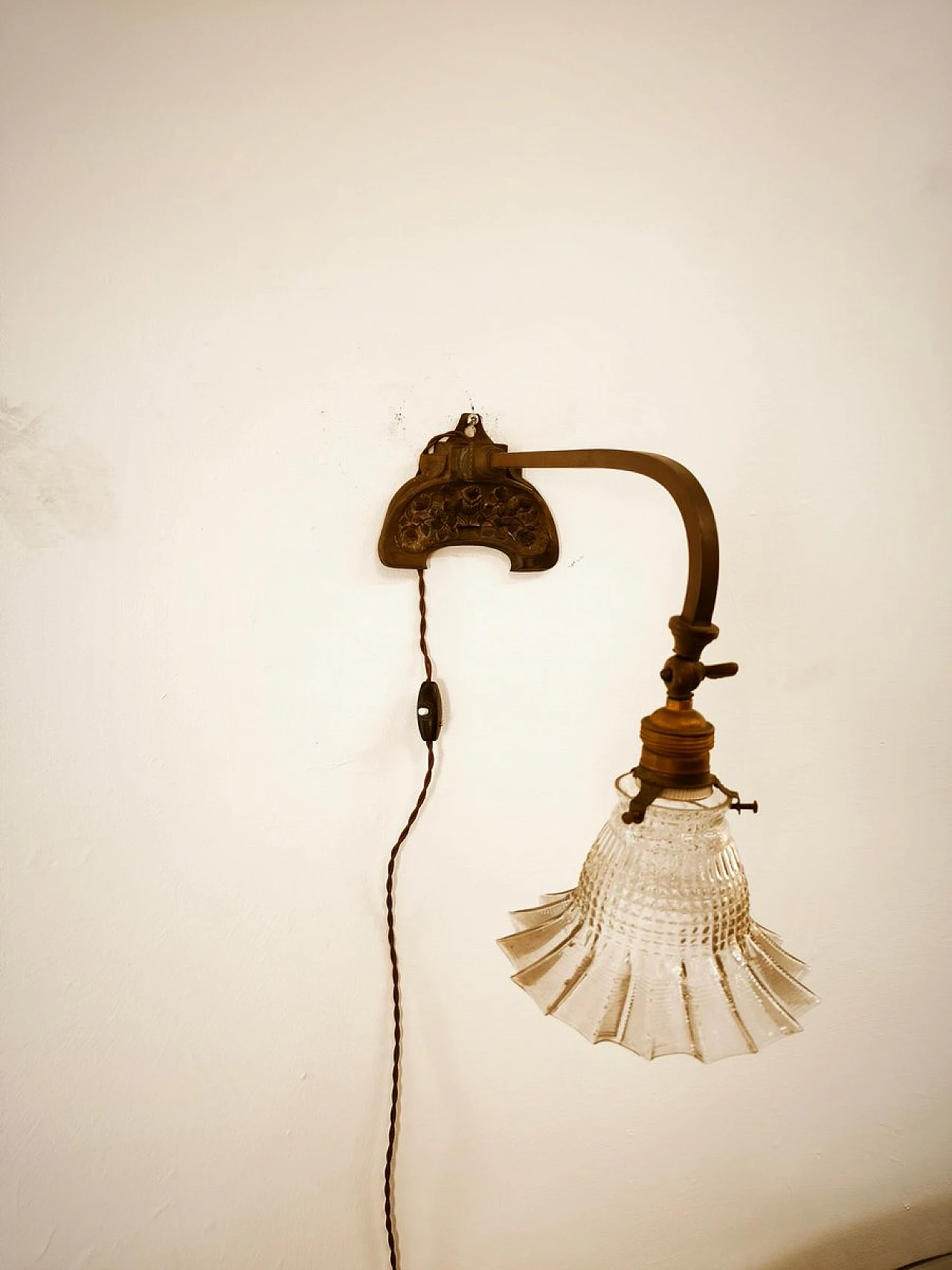 Brown brass wall lamp, 1950s 9