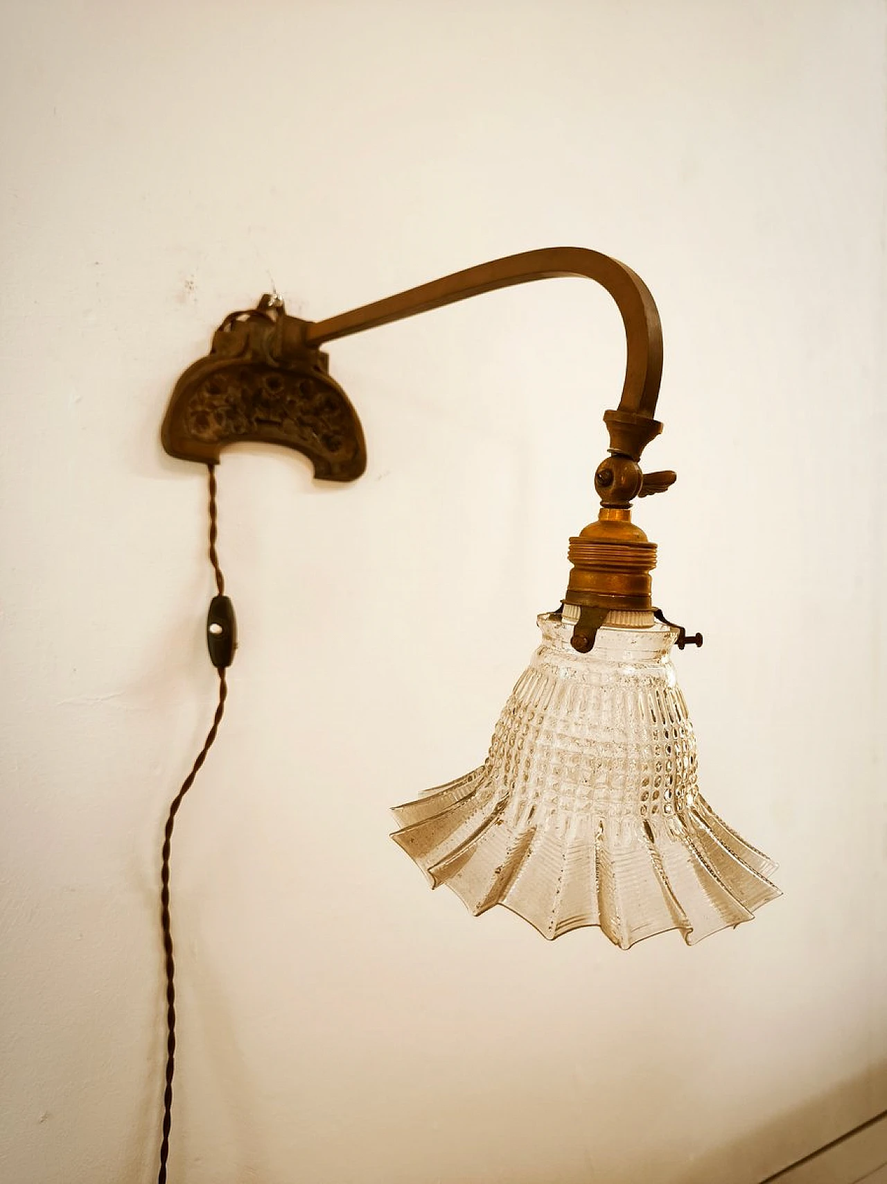 Brown brass wall lamp, 1950s 12