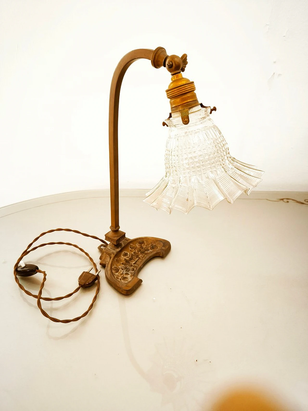 Brown brass wall lamp, 1950s 16