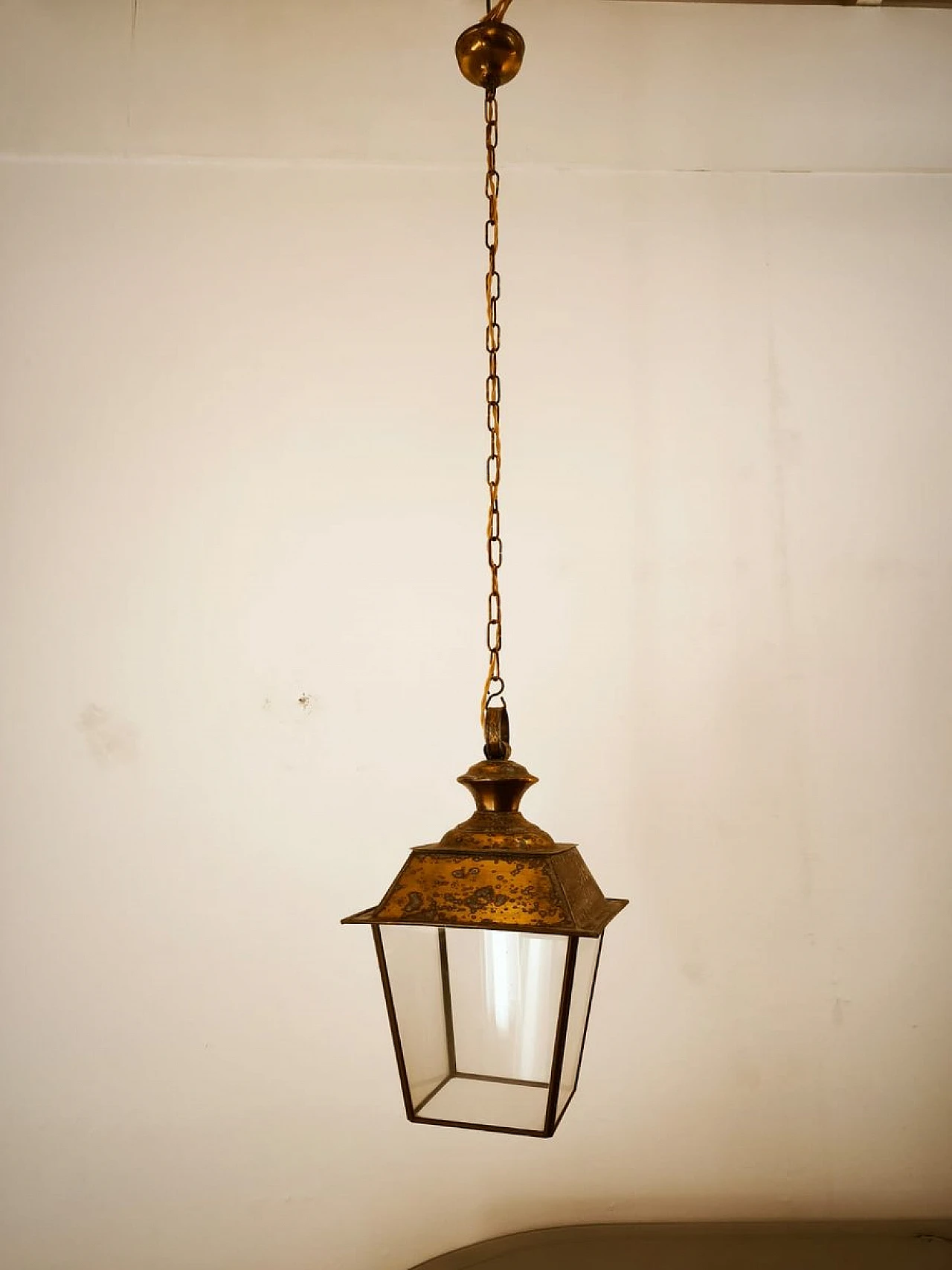 Glass and brass hanging lantern, 1950s 5