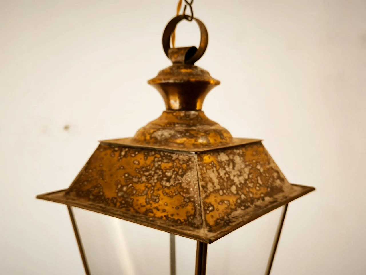 Glass and brass hanging lantern, 1950s 7