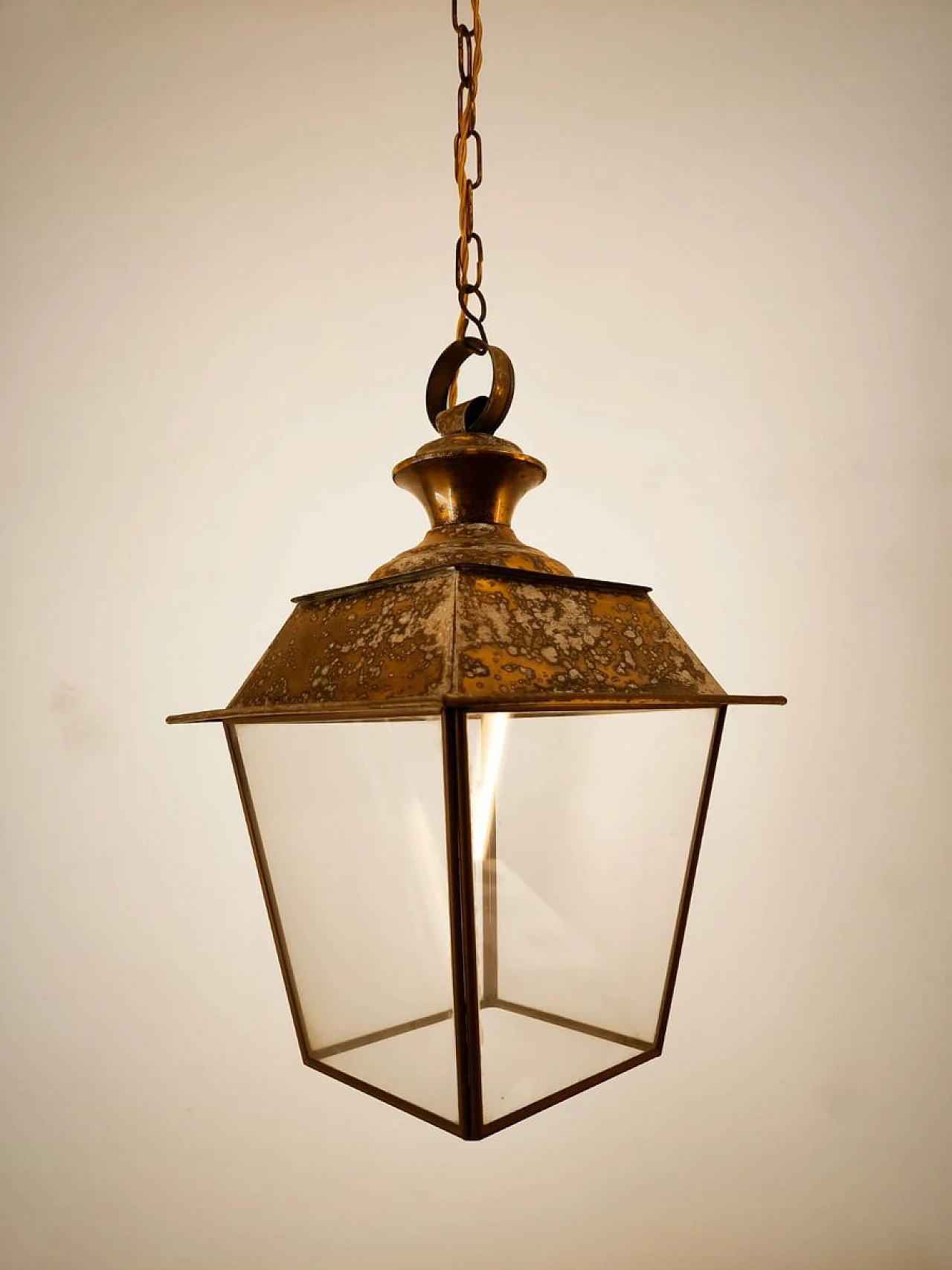 Glass and brass hanging lantern, 1950s 10