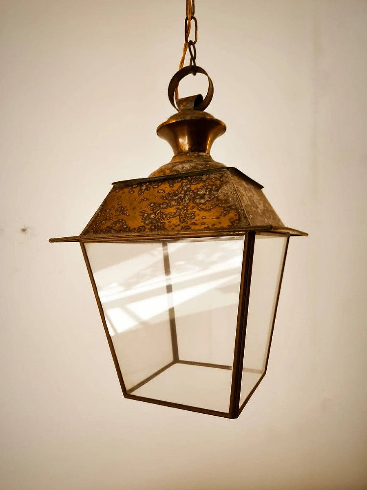 Glass and brass hanging lantern, 1950s 11