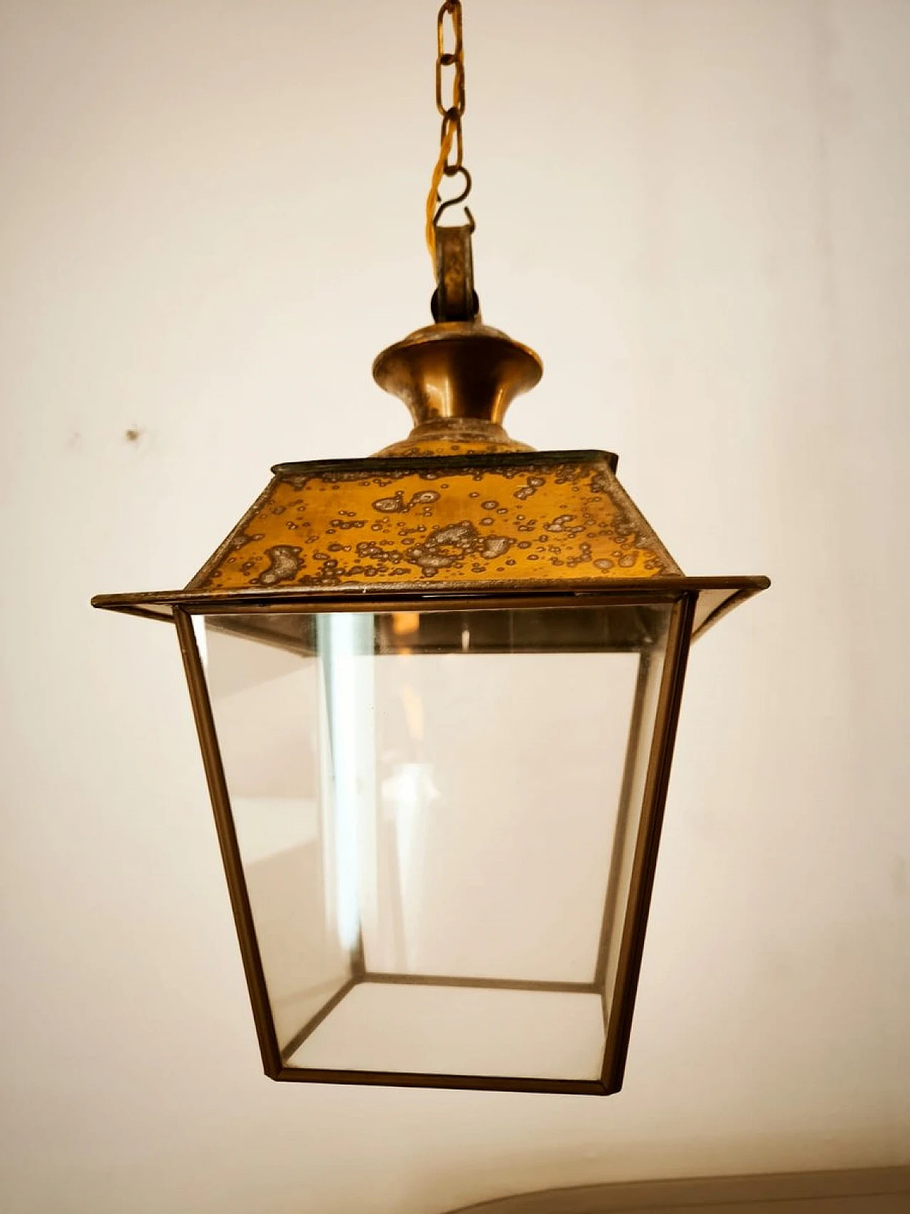 Glass and brass hanging lantern, 1950s 13