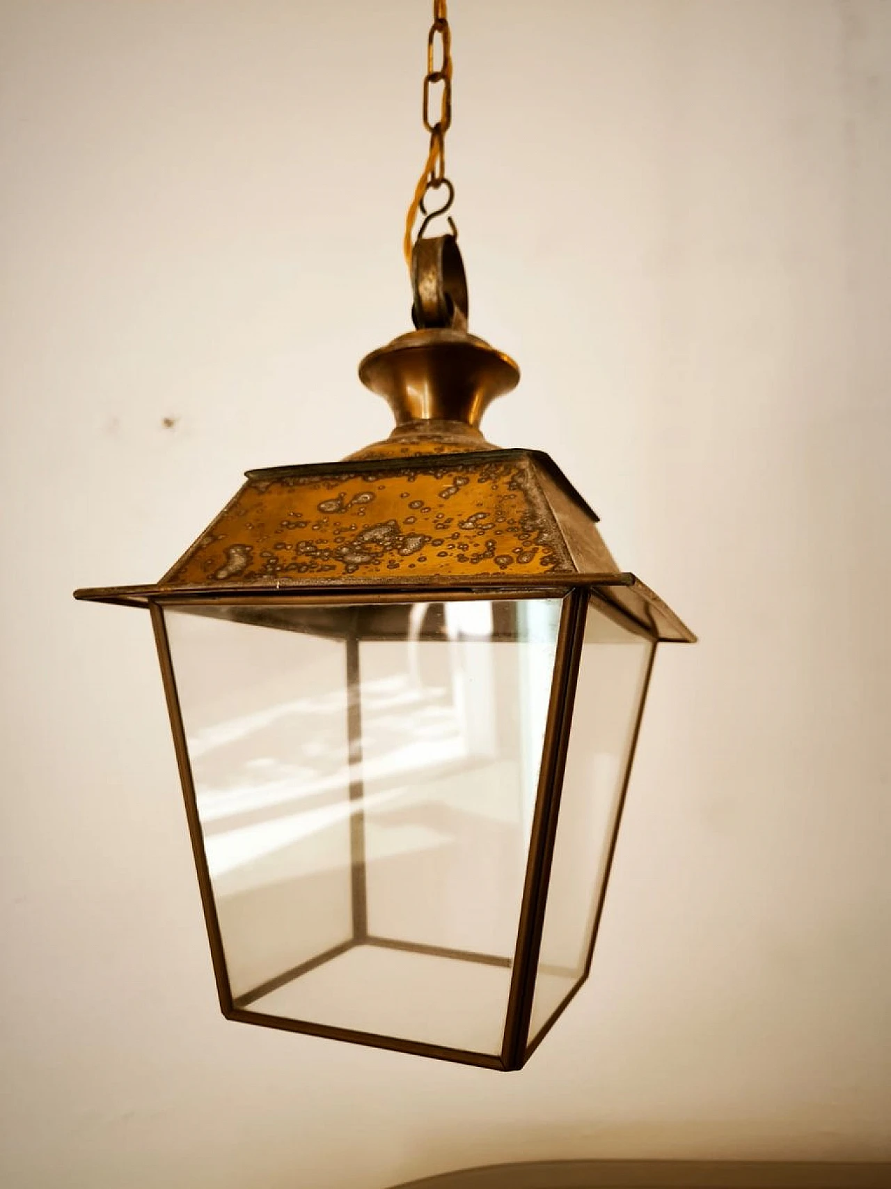 Glass and brass hanging lantern, 1950s 14