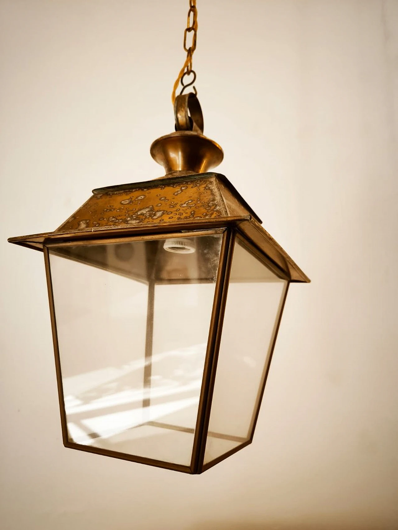 Glass and brass hanging lantern, 1950s 15