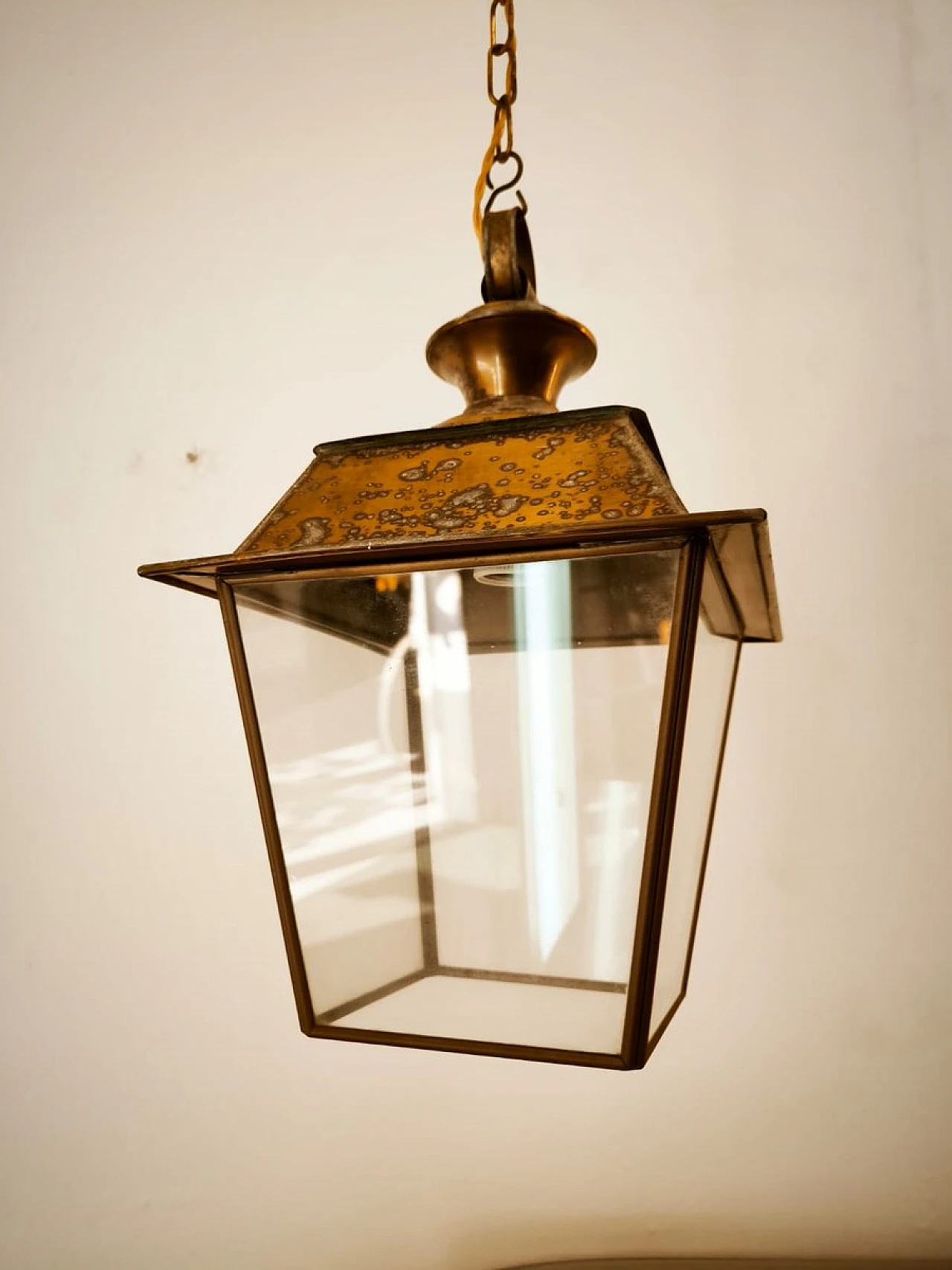 Glass and brass hanging lantern, 1950s 16