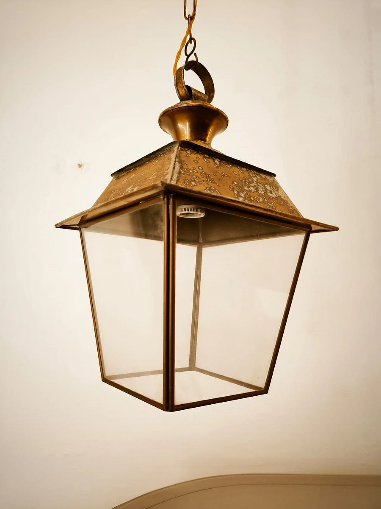 Glass and brass hanging lantern, 1950s 18