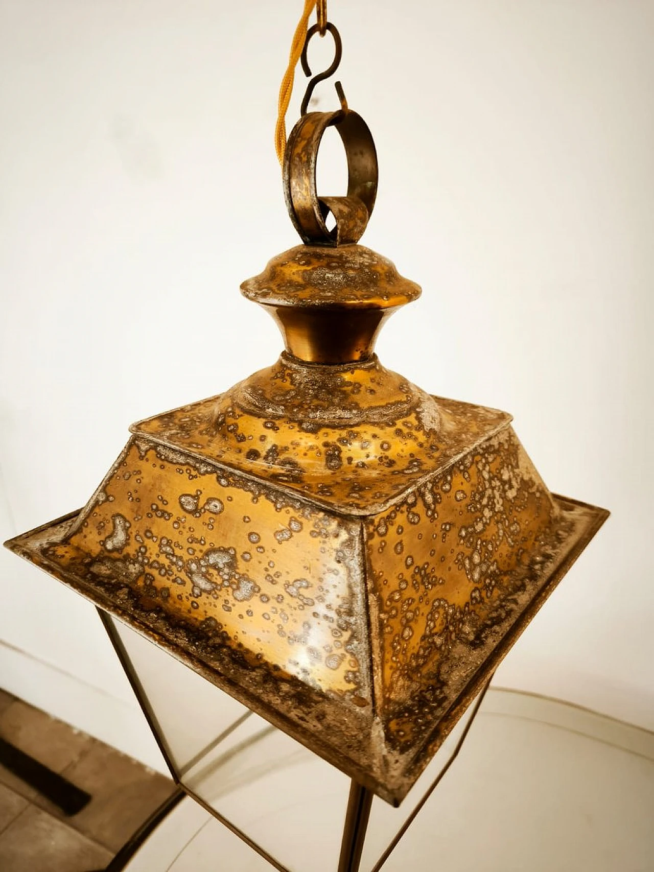 Glass and brass hanging lantern, 1950s 19