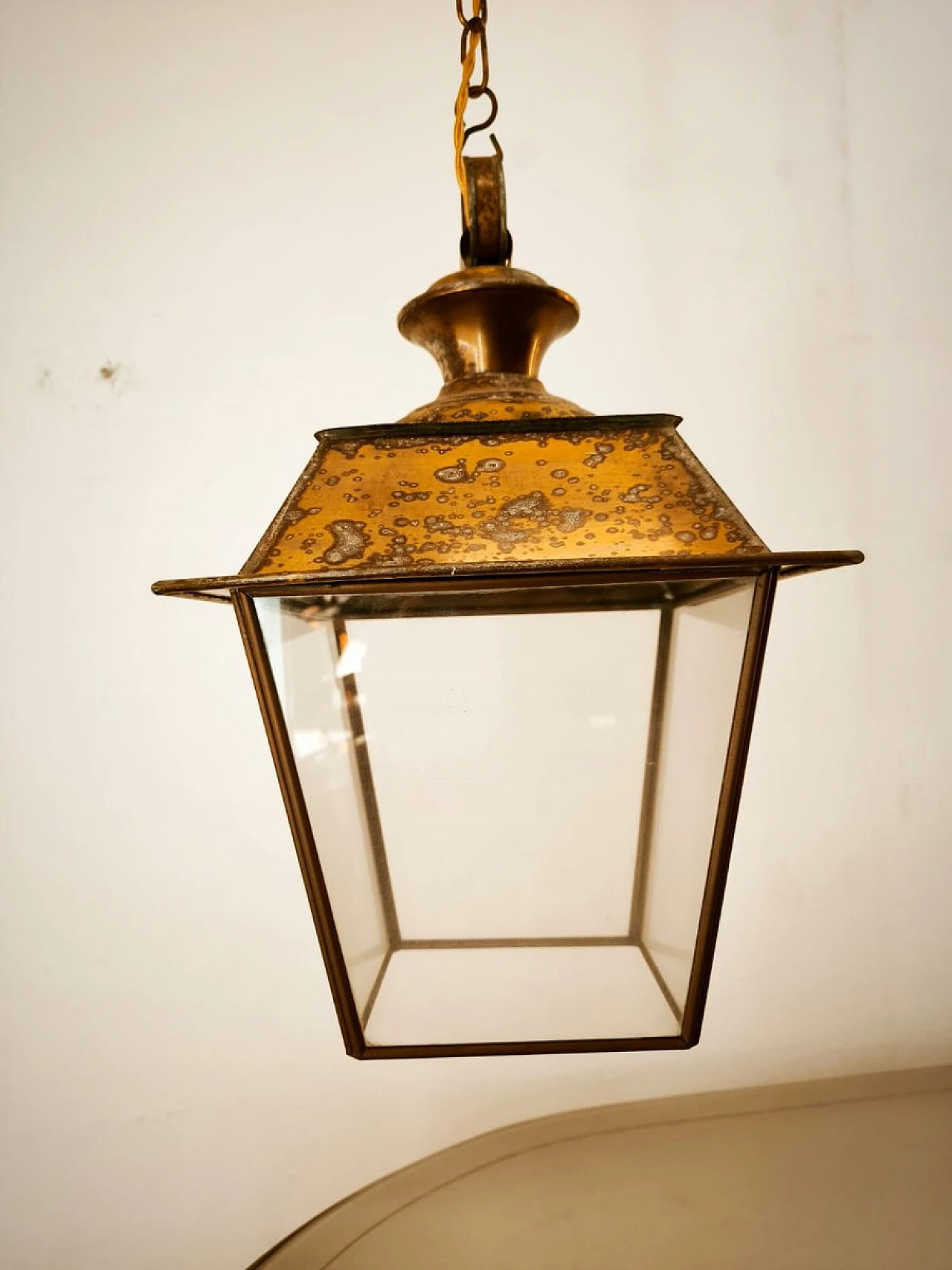 Glass and brass hanging lantern, 1950s 21