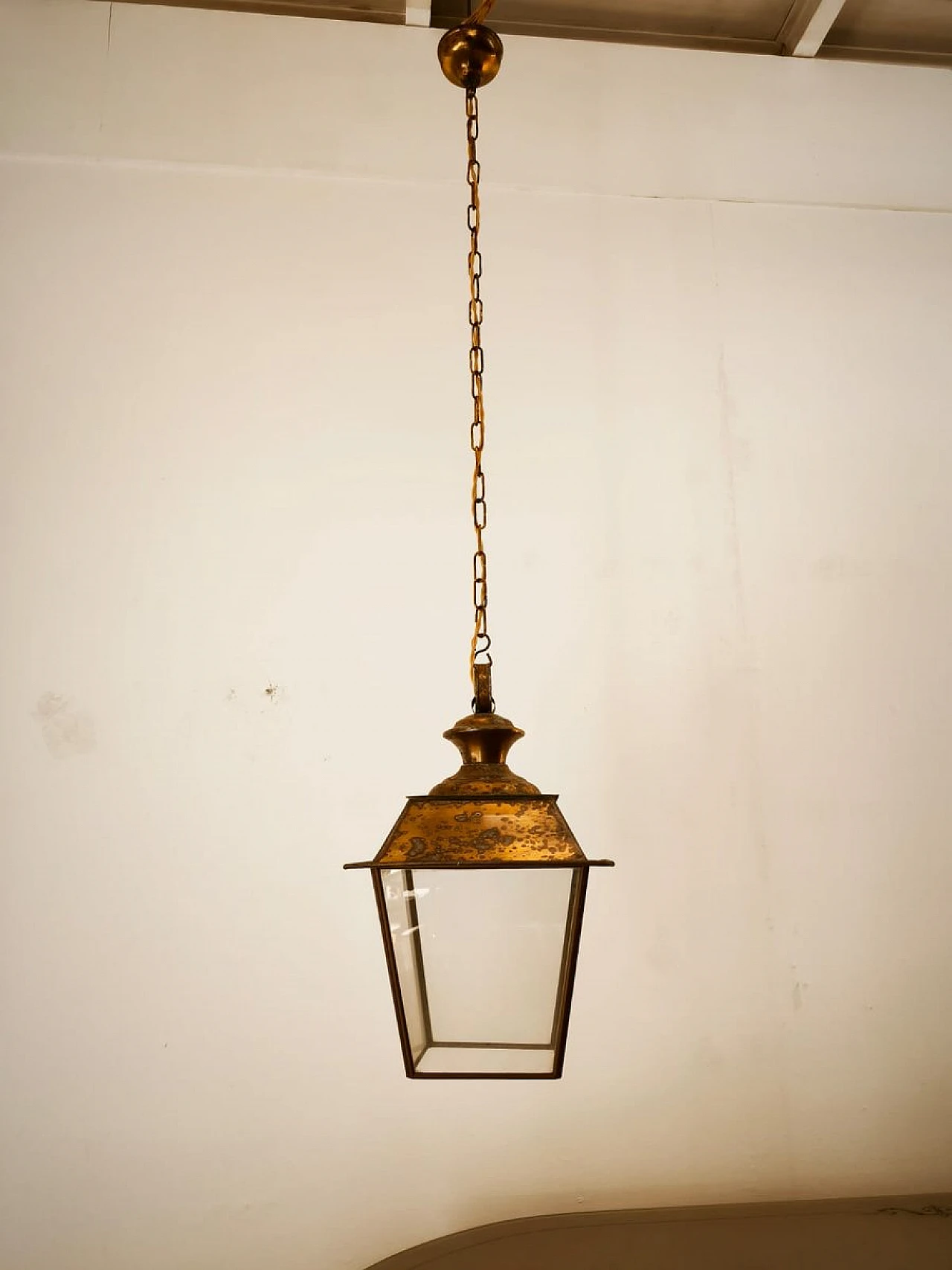 Glass and brass hanging lantern, 1950s 22