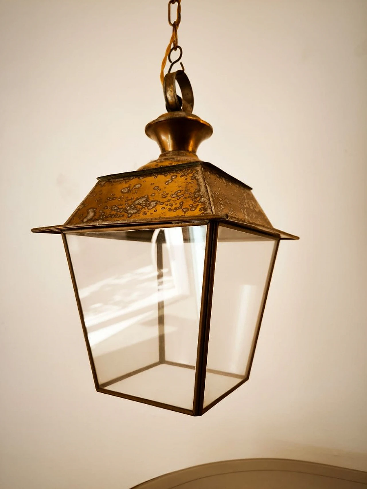 Glass and brass hanging lantern, 1950s 23