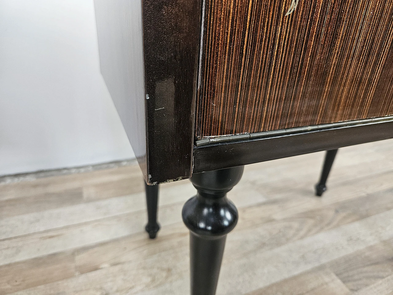 Pair of bedside tables with flap and blue glass top, 1960s 15