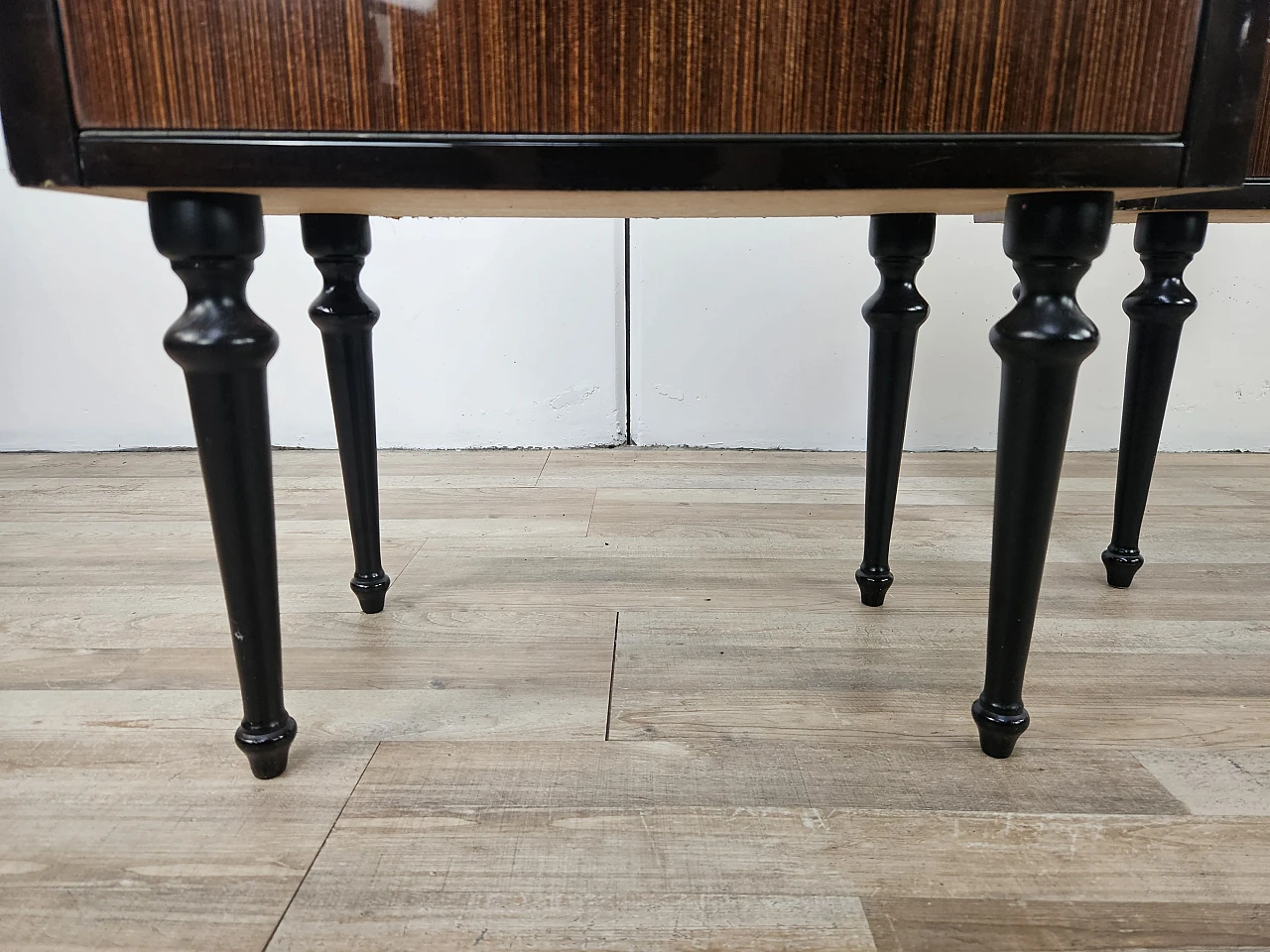 Pair of bedside tables with flap and blue glass top, 1960s 22