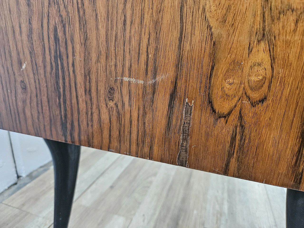 Credenza Mid Century a raggiera con piano in vetro, anni '50 5