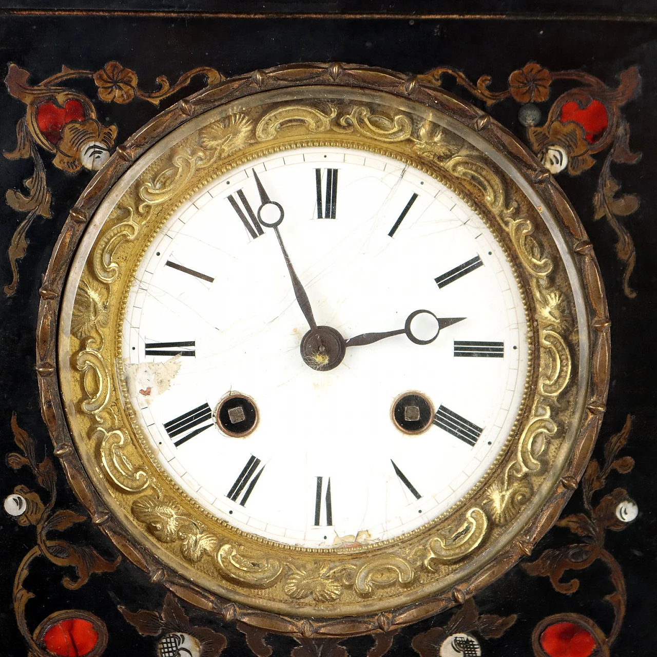 Wooden table clock with inlays, late 19th century 3