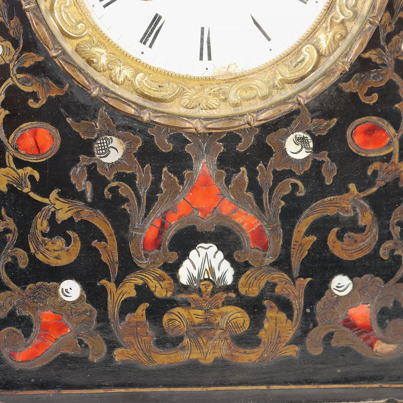 Wooden table clock with inlays, late 19th century 6