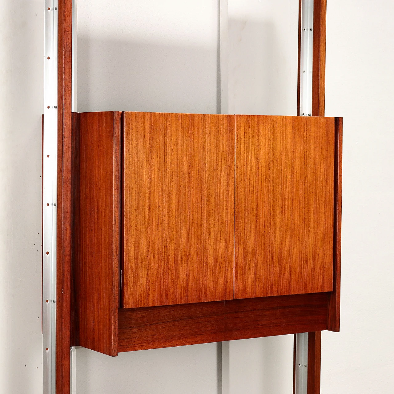 Aluminum and teak floor-to-ceiling bookcase, 1960s 3