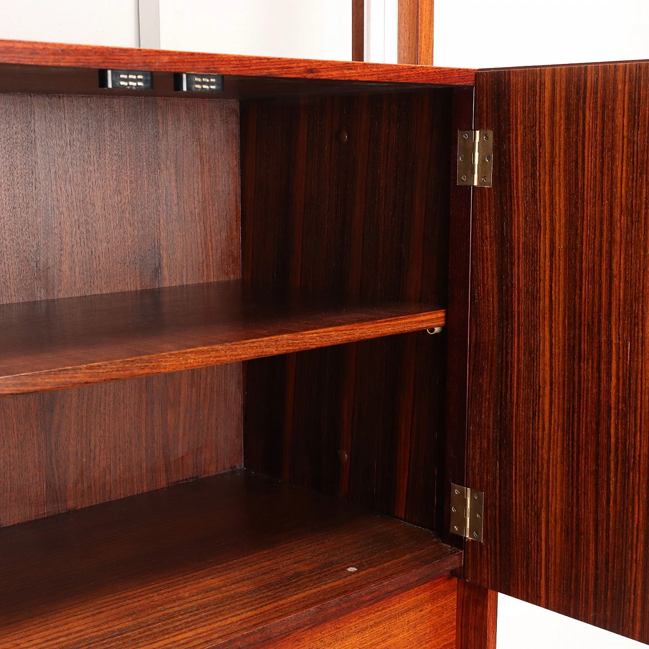 Aluminum and teak floor-to-ceiling bookcase, 1960s 6