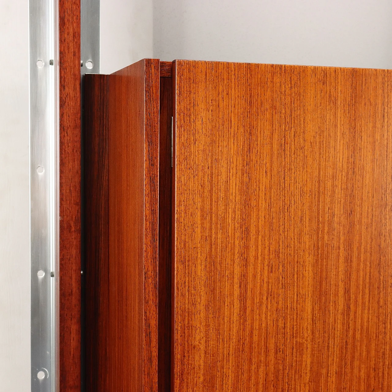 Aluminum and teak floor-to-ceiling bookcase, 1960s 8