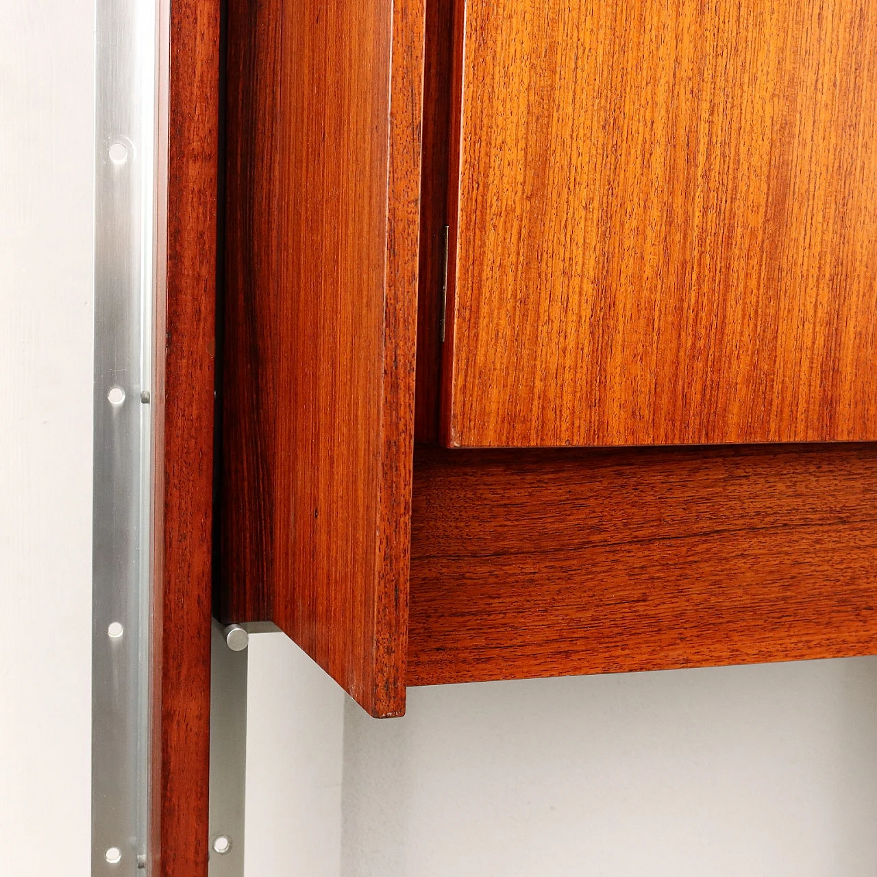 Aluminum and teak floor-to-ceiling bookcase, 1960s 9