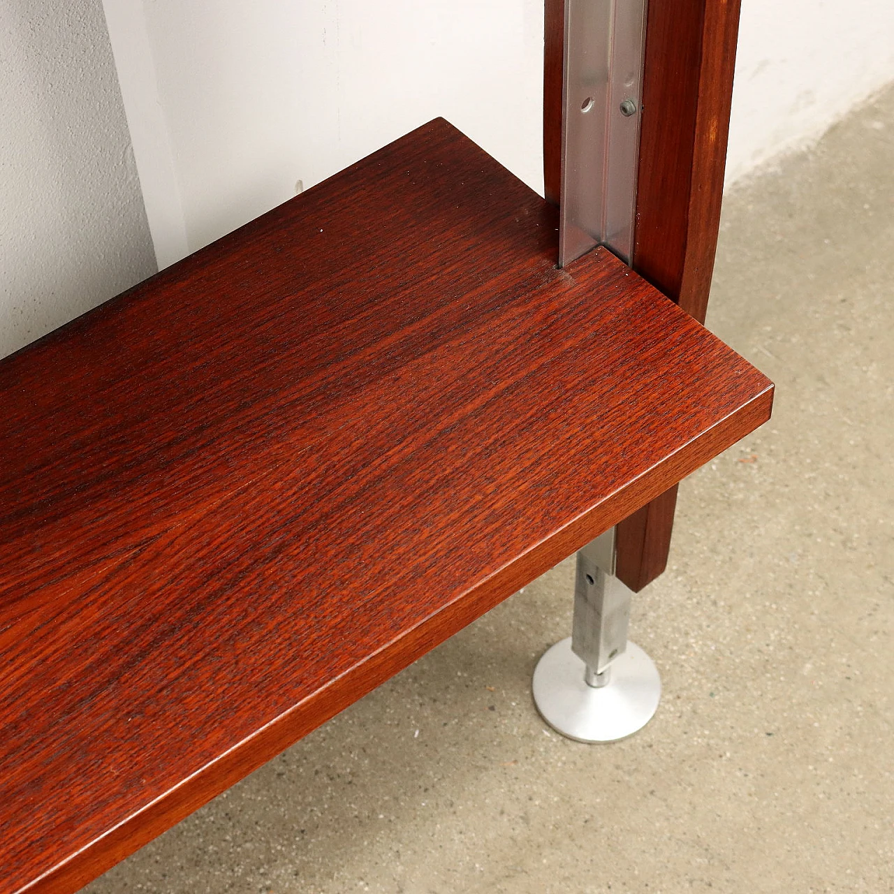 Aluminum and teak floor-to-ceiling bookcase, 1960s 10