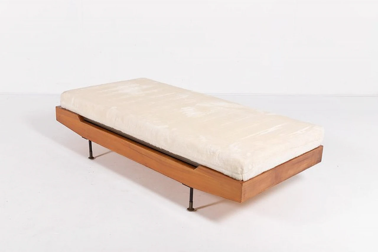 Wood and brass daybed, 1960s 1