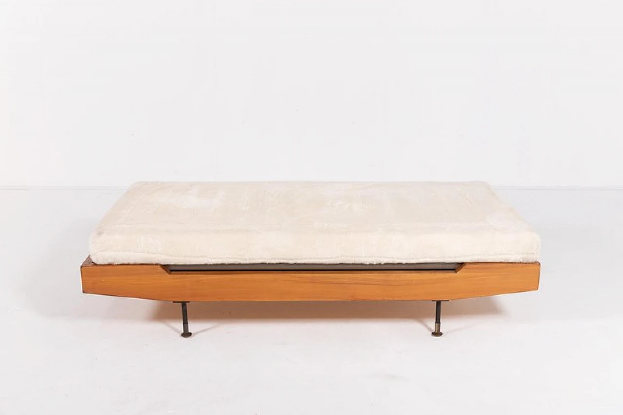 Wood and brass daybed, 1960s 3