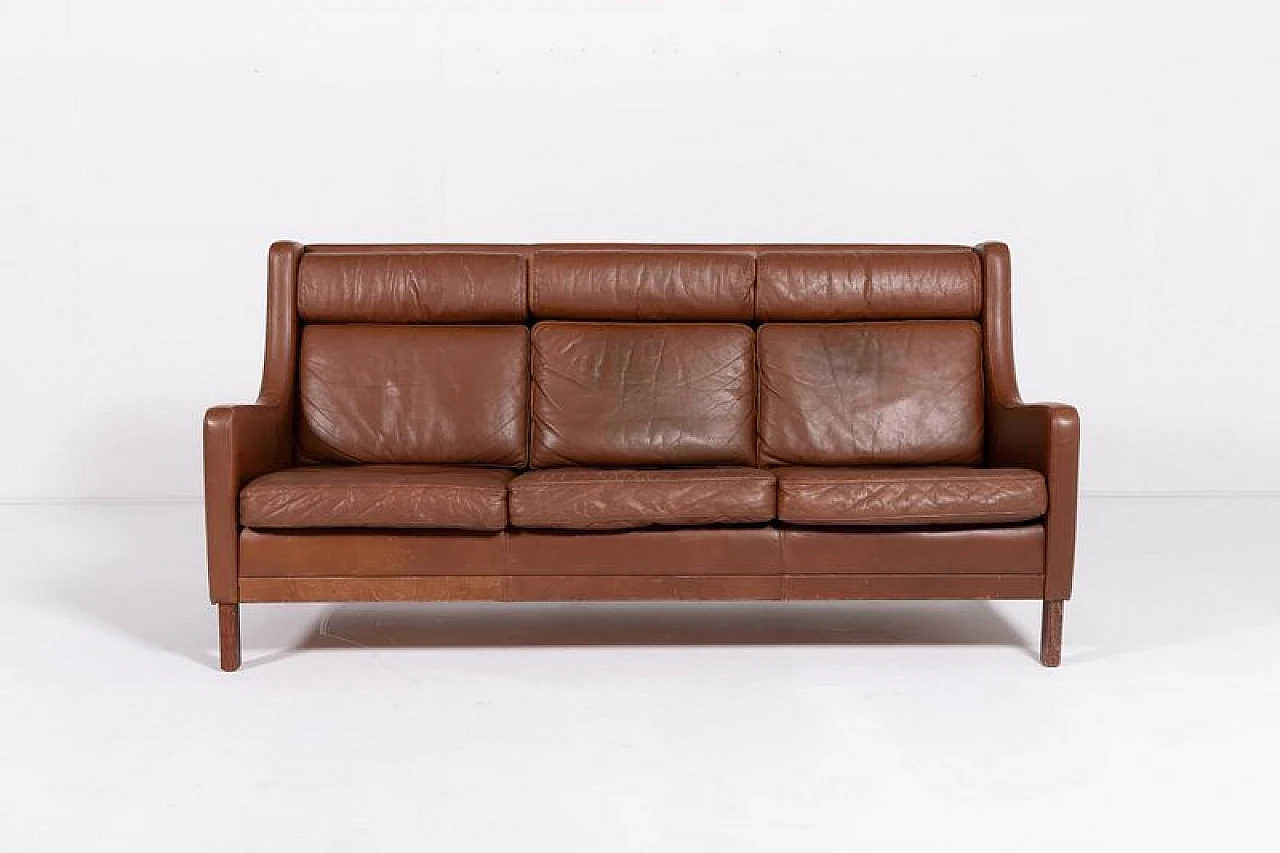 Danish cognac leather sofa, 1970s 2