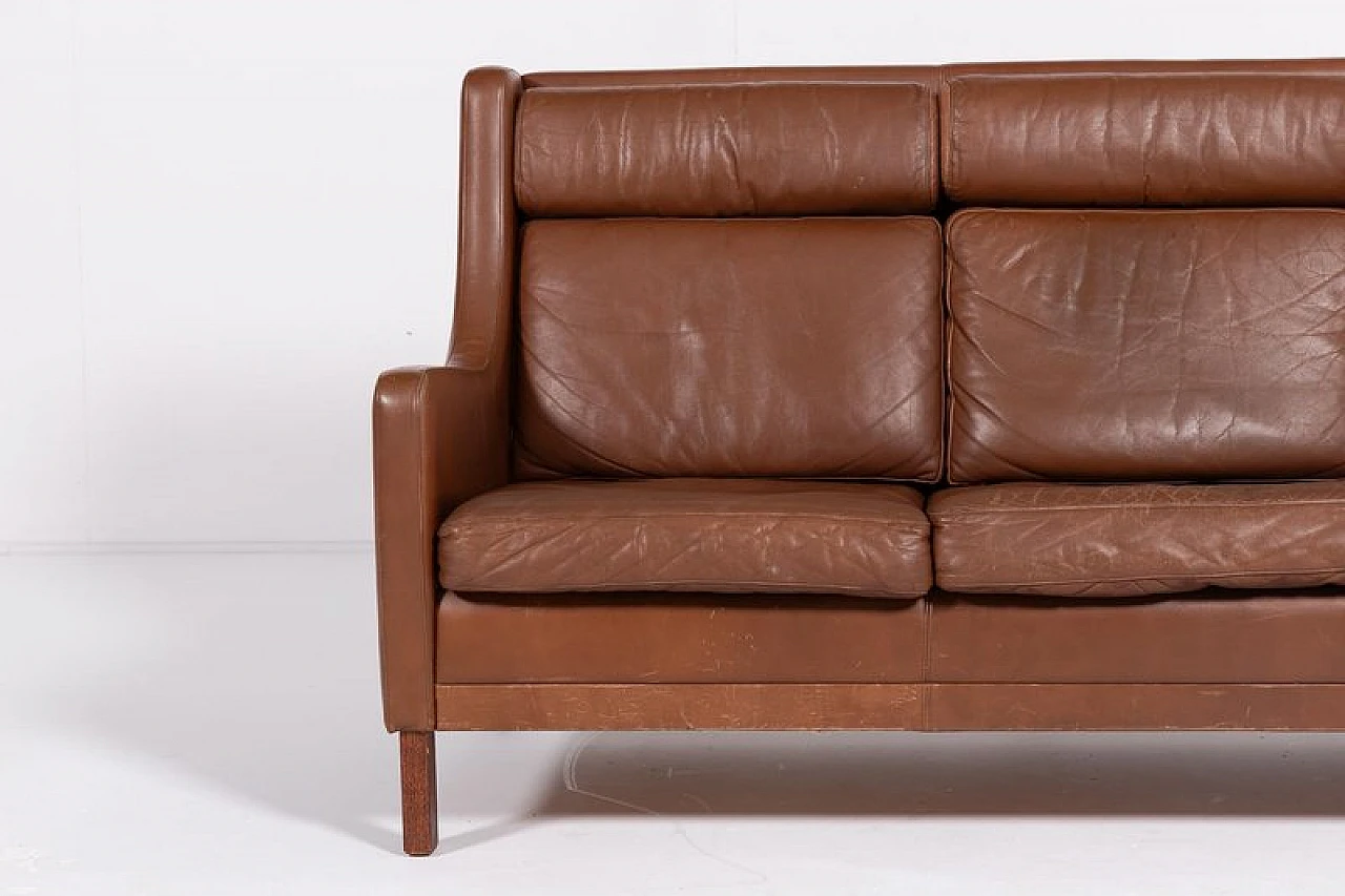 Danish cognac leather sofa, 1970s 3