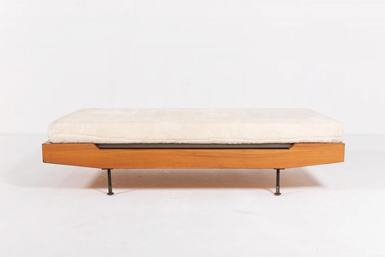 Wood and brass daybed, 1960s 5