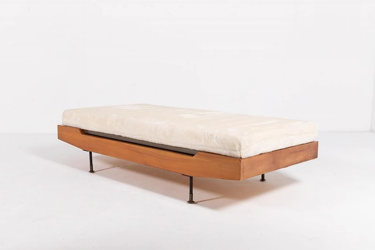 Wood and brass daybed, 1960s 6