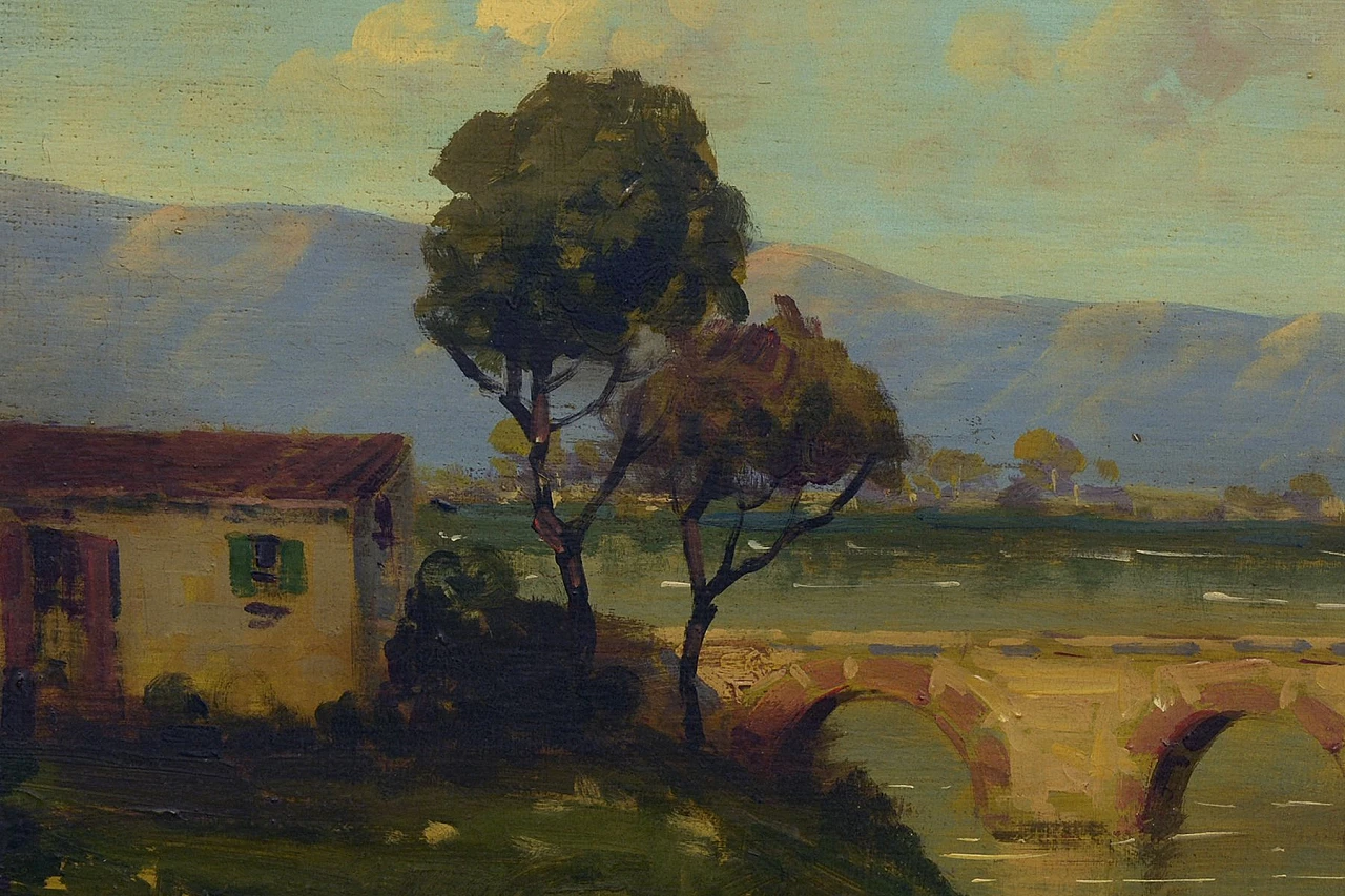 Paesaggio di campagna di Antonio Tucci, incorniciato, anni '90 2