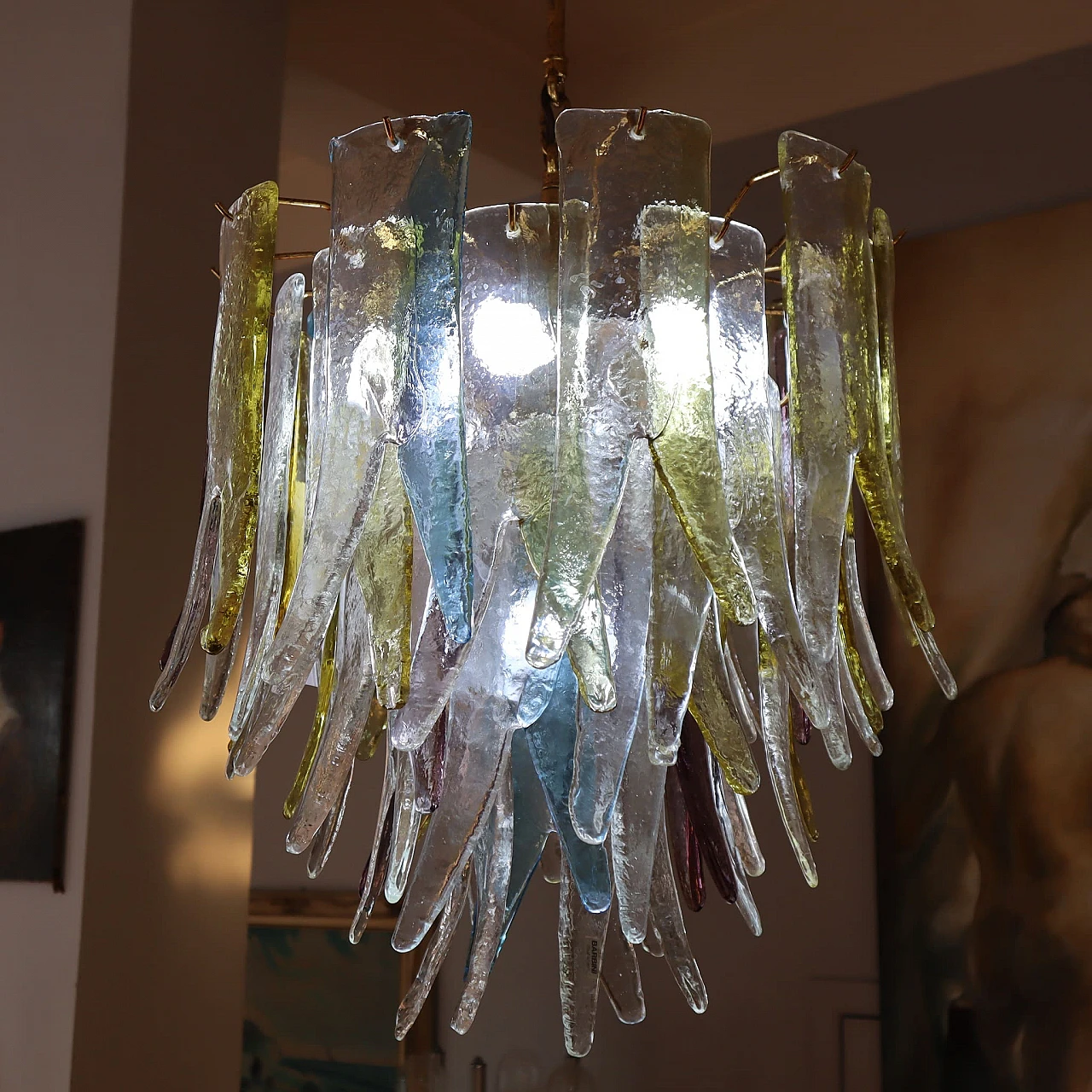 Murano Glass policrome chandelier by Barbini, 1970s 3